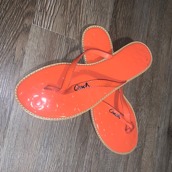 orange patent leather sandals